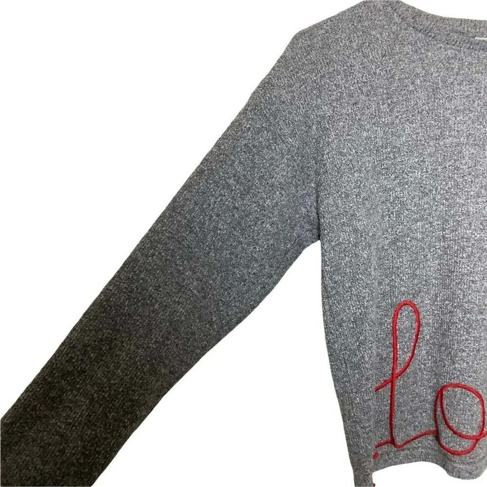Zara Girls‎ 11-12 Long Sleeve T Shirt Gray Crewneck Love Valentines